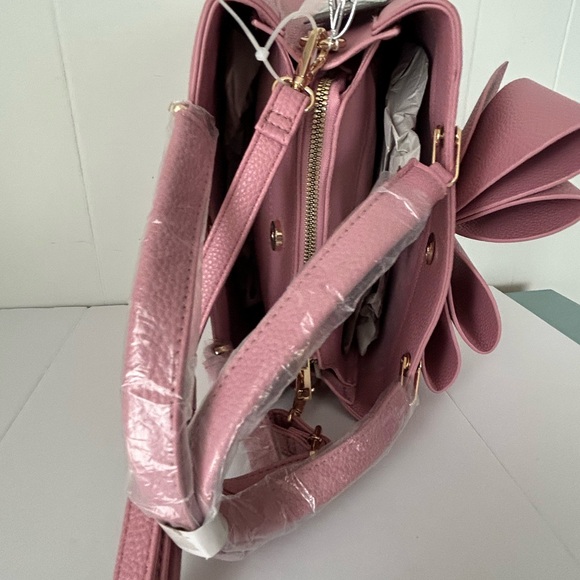 Crossi Pink Bow Satchel with Shoulder Strap - Picture 13 of 14